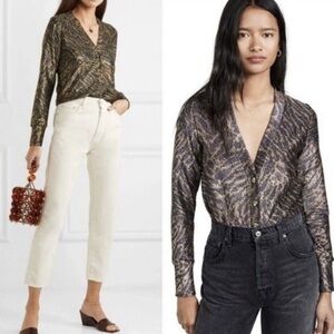 Ganni Lurex Cardigan in Tiger Print - Size 6